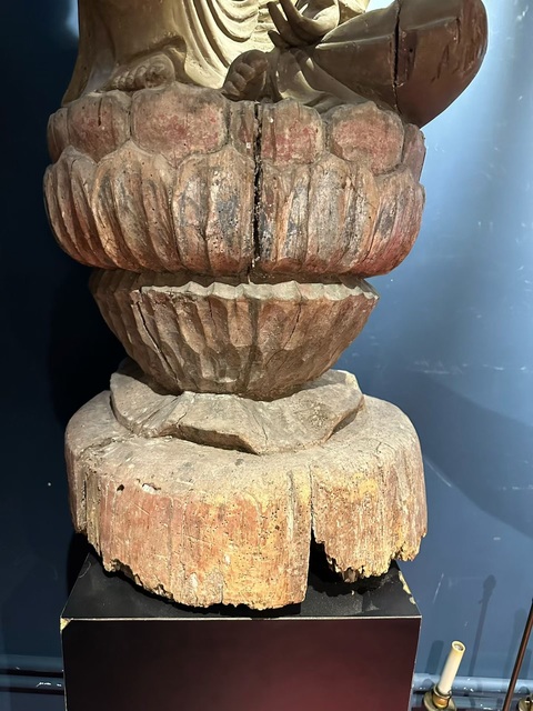 古玩雜項木雕無畏（開手）觀音（老木改裝新雕）真品鑒賞圖