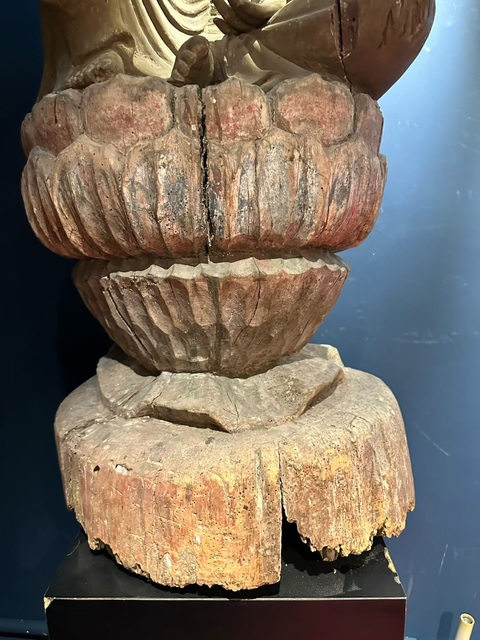 古玩雜項木雕無畏（開手）觀音（老木改裝新雕）真品鑒賞圖