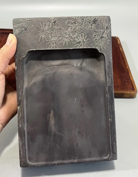 古玩雜項松鶴紋硯真品鑒賞圖