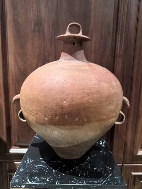 古玩陶瓷齊家文化紅陶衣蓋罐真品鑒賞圖