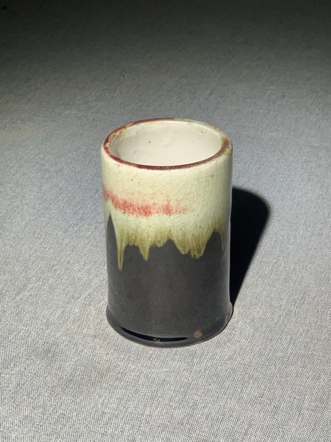 古玩陶瓷三羊開泰窯變釉筆筒真品鑒賞圖