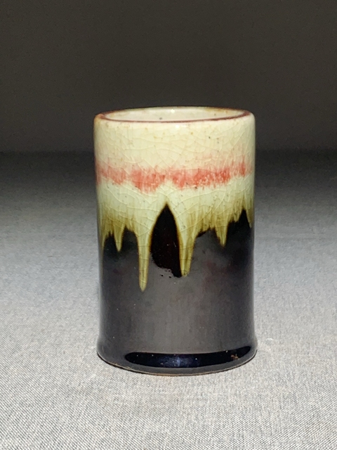 古玩陶瓷三羊開泰窯變釉筆筒真品鑒賞圖