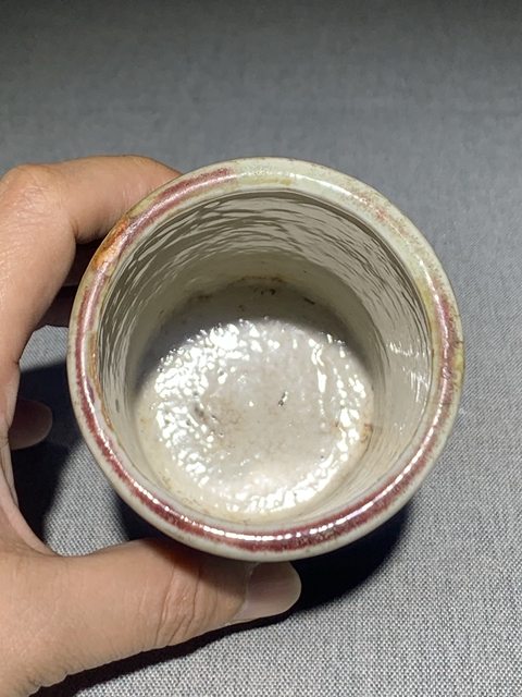 古玩陶瓷三羊開泰窯變釉筆筒真品鑒賞圖