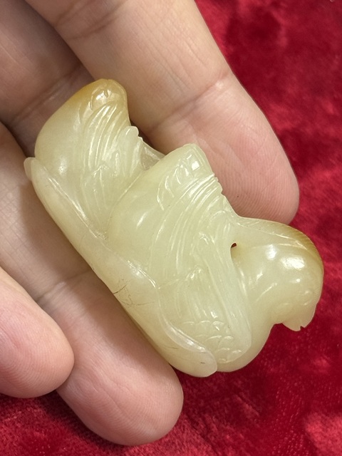 古玩玉器和田雕鴛鴦題材掛件真品鑒賞圖