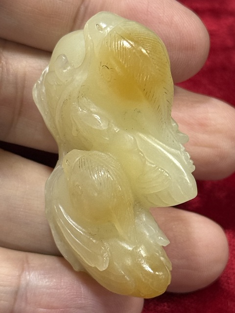 古玩玉器和田雕鴛鴦題材掛件真品鑒賞圖