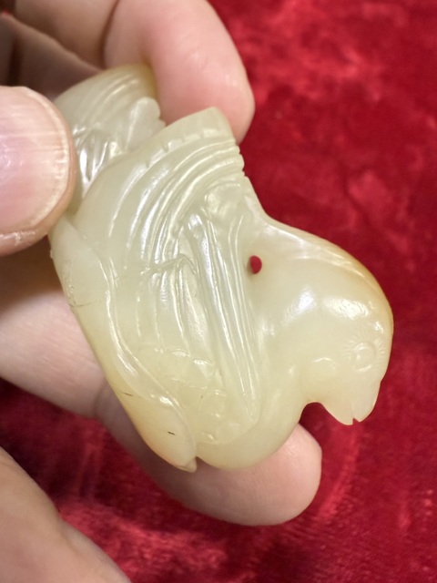 古玩玉器和田雕鴛鴦題材掛件真品鑒賞圖