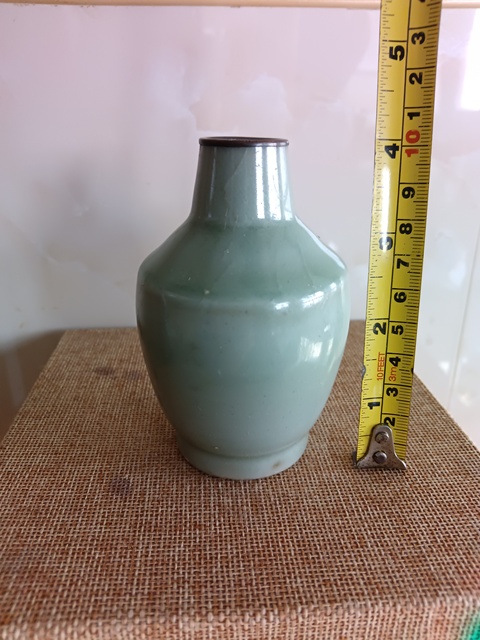 古玩陶瓷館藏級精品北宋龍泉粉青釉棒槌瓶拍賣，當前價格5980元