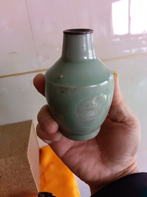 古玩陶瓷館藏級精品北宋龍泉粉青釉棒槌瓶拍賣，當前價格5980元