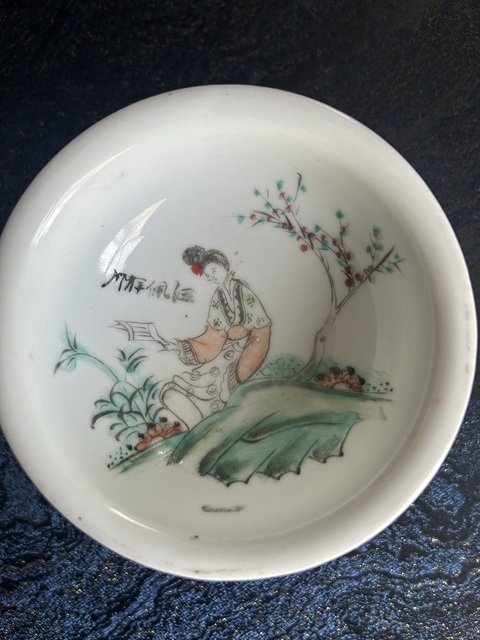 古玩陶瓷汪佩輝款粉彩仕女紋高足盤拍賣，當前價格380元