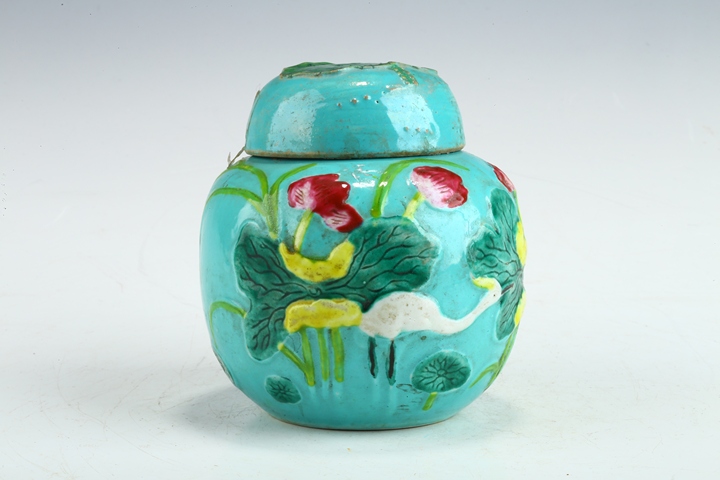 古玩陶瓷民國·粉彩堆塑一路連升紋蓋罐 真品鑒賞圖