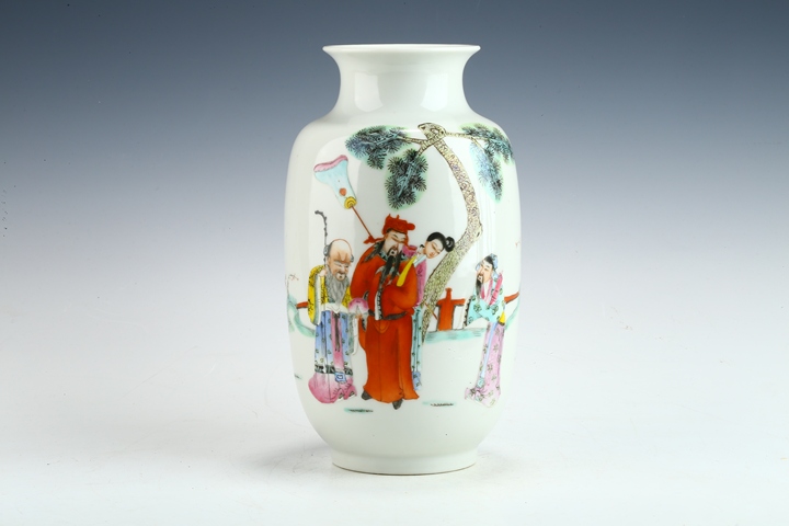 古玩陶瓷民國·粉彩福祿壽三星人物紋燈籠瓶 真品鑒賞圖