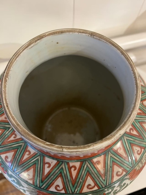 古玩陶瓷清早期 五彩花卉紋將軍罐真品鑒賞圖