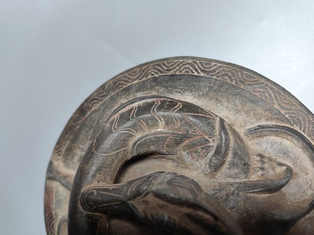 古玩雜項雙龍鈕辟雍盒蓋硯真品鑒賞圖