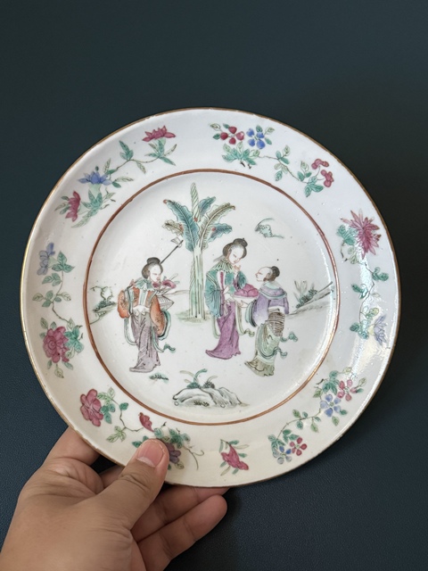 古玩陶瓷粉彩人物故事盤真品鑒賞圖