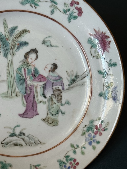 古玩陶瓷粉彩人物故事盤真品鑒賞圖