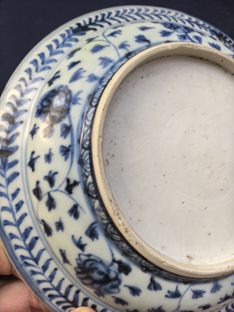 古玩陶瓷麒麟望月青花盤真品鑒賞圖