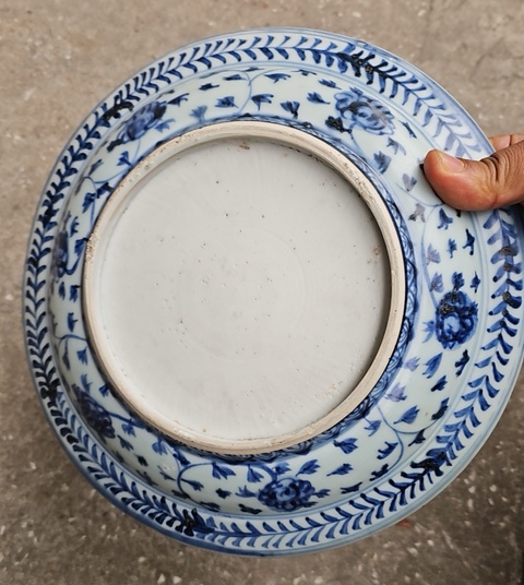 古玩陶瓷麒麟望月青花盤真品鑒賞圖