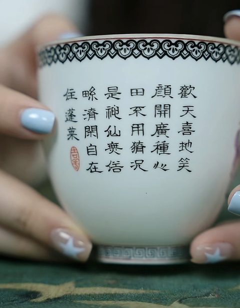 古玩陶瓷粉彩嬰戲杯真品鑒賞圖