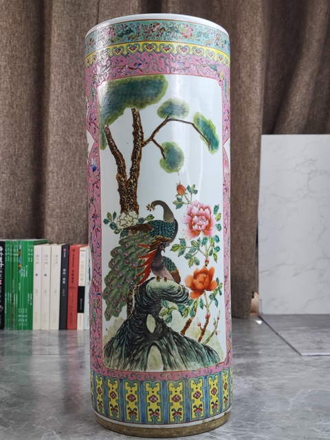 古玩陶瓷花鳥紋粉彩箭筒真品鑒賞圖