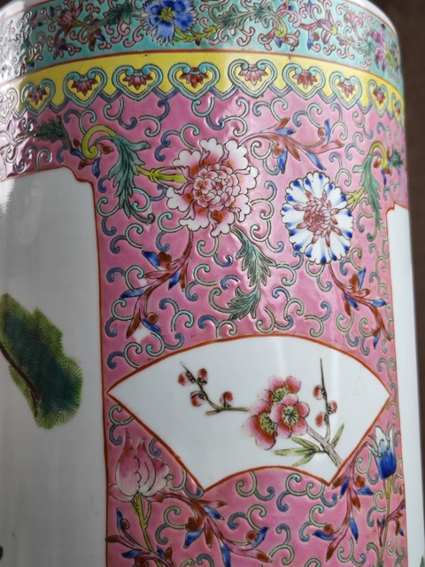 古玩陶瓷花鳥紋粉彩箭筒真品鑒賞圖