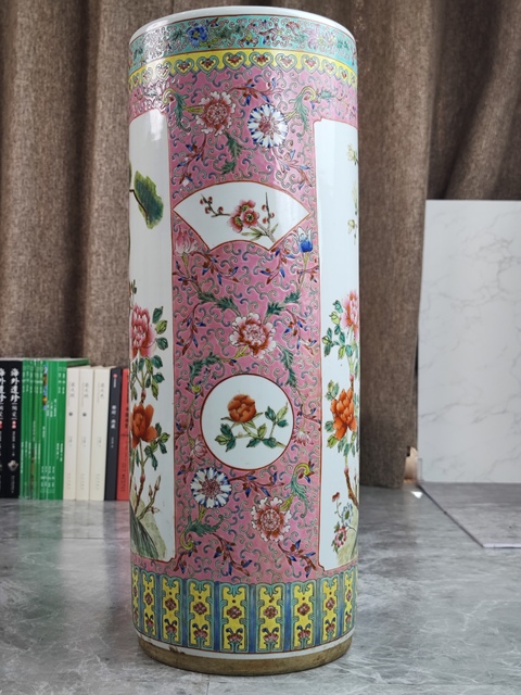 古玩陶瓷花鳥紋粉彩箭筒真品鑒賞圖