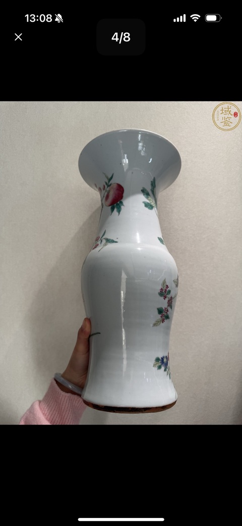 古玩陶瓷 清晚·粉彩花果紋花觚 真品鑒賞圖