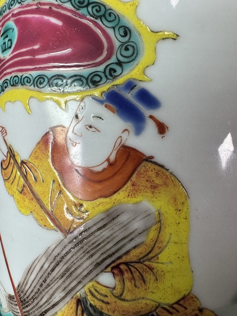 古玩陶瓷刀馬人粉彩棒槌瓶真品鑒賞圖