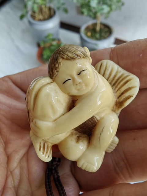 古玩雜項日本根付年年有余真品鑒賞圖