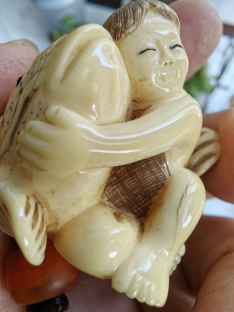 古玩雜項日本根付年年有余真品鑒賞圖