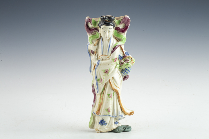 古玩陶瓷民國·粉彩八仙人物塑像壁瓶拍賣，當(dāng)前價格188元