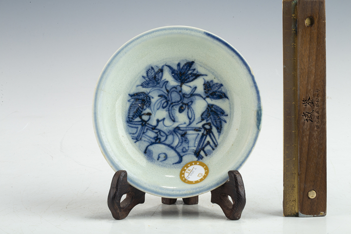 古玩陶瓷明早·青花樹石欄桿紋小盤拍賣，當前價格303元