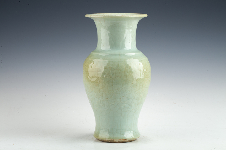 古玩陶瓷清晚·豆青釉模印花卉紋瓶拍賣，當(dāng)前價(jià)格258元