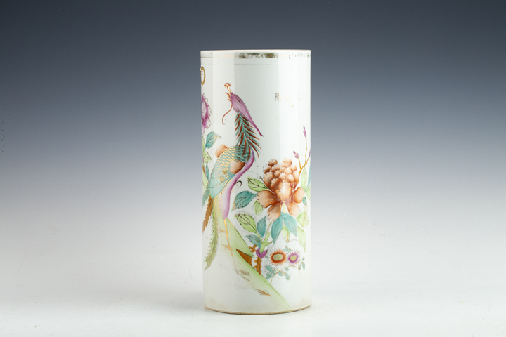 古玩陶瓷民國(guó)·粉彩鳳凰牡丹紋帽筒一對(duì)拍賣(mài)，當(dāng)前價(jià)格188元