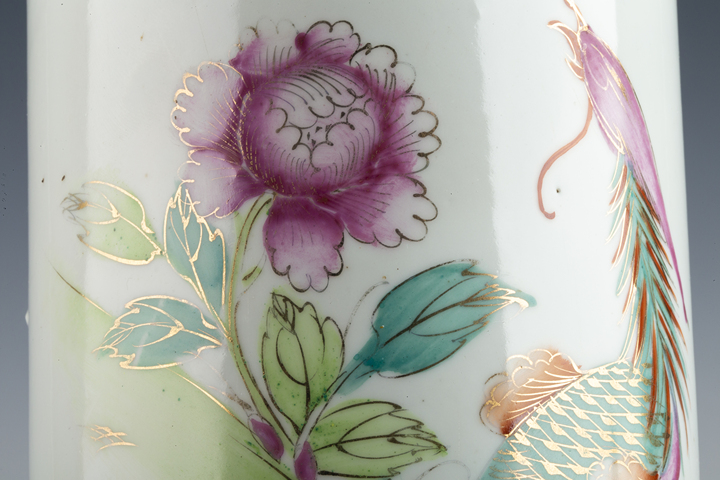 古玩陶瓷民國(guó)·粉彩鳳凰牡丹紋帽筒一對(duì)拍賣(mài)，當(dāng)前價(jià)格188元