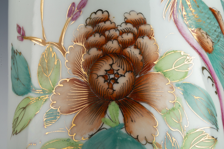 古玩陶瓷民國(guó)·粉彩鳳凰牡丹紋帽筒一對(duì)拍賣(mài)，當(dāng)前價(jià)格188元