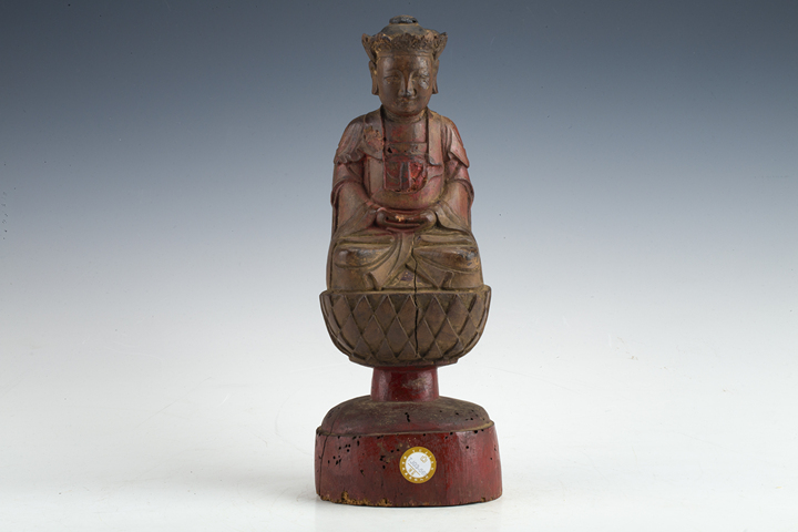 古玩雜項(xiàng)清·木雕禪定觀音造像真品鑒賞圖