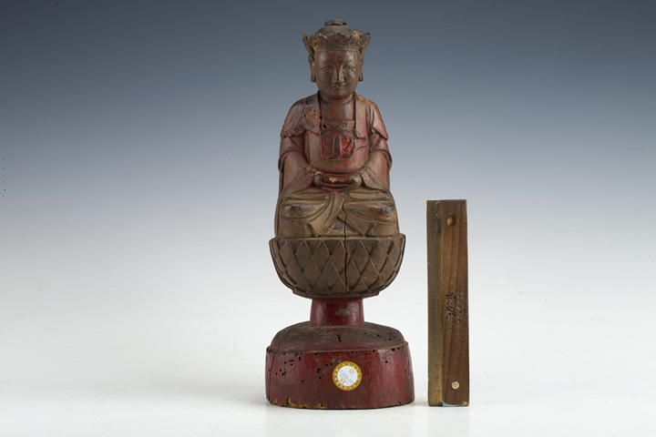 古玩雜項(xiàng)清·木雕禪定觀音造像真品鑒賞圖