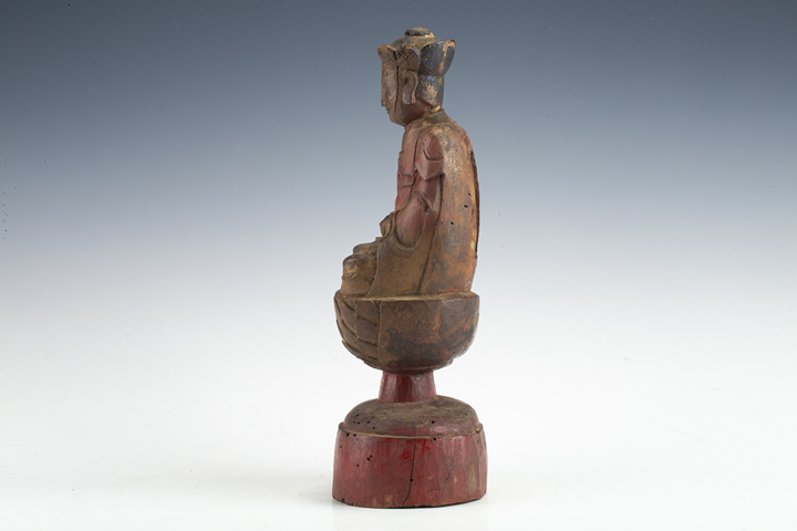 古玩雜項(xiàng)清·木雕禪定觀音造像真品鑒賞圖