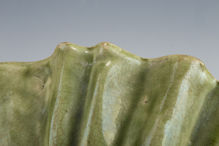 古玩陶瓷清·綠釉荷葉形洗拍賣，當前價格258元