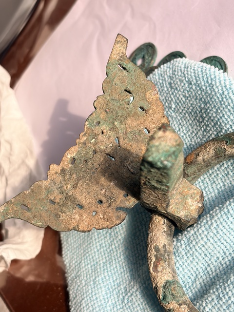 古玩銅器蟠螭紋銅鋪手真品鑒賞圖