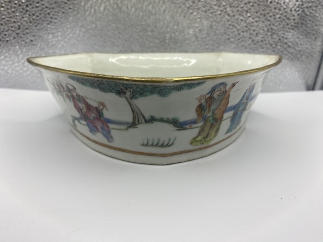 古玩陶瓷粉彩故事人物角碗供碗真品鑒賞圖