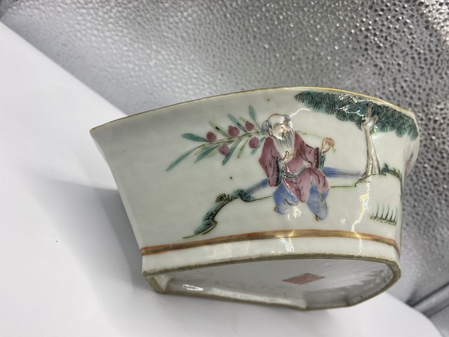 古玩陶瓷粉彩故事人物角碗供碗真品鑒賞圖
