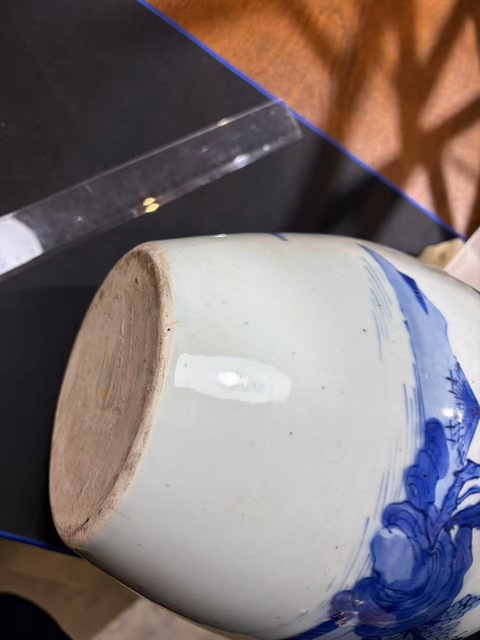 古玩陶瓷青花山水紋罐真品鑒賞圖