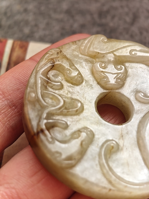 古玩玉器螭龍玉璧真品鑒賞圖