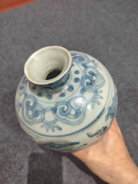 古玩陶瓷明中晚·青花鳳紋梅瓶 真品鑒賞圖