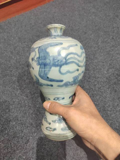 古玩陶瓷明中晚·青花鳳紋梅瓶 真品鑒賞圖