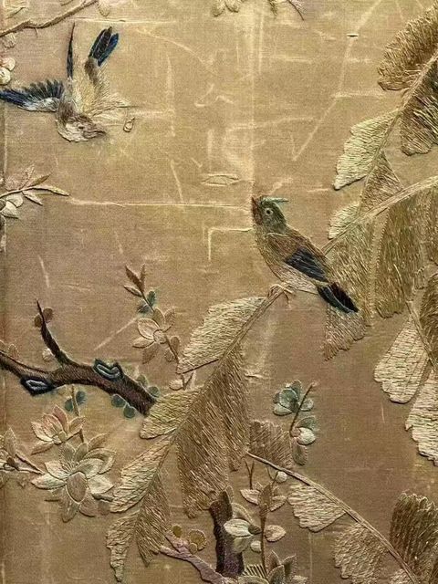 古玩雜項粵繡花鳥四條屏真品鑒賞圖