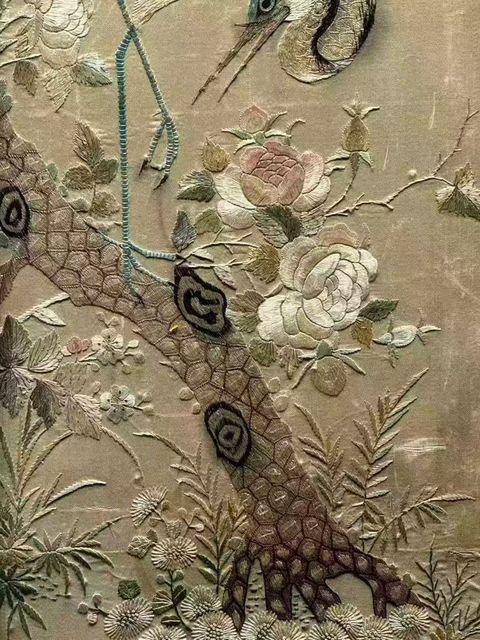 古玩雜項粵繡花鳥四條屏真品鑒賞圖