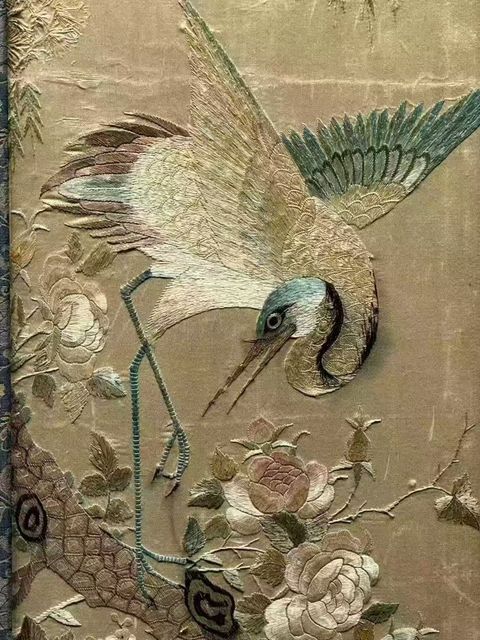 古玩雜項粵繡花鳥四條屏真品鑒賞圖