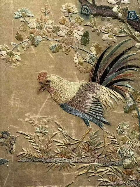 古玩雜項粵繡花鳥四條屏真品鑒賞圖